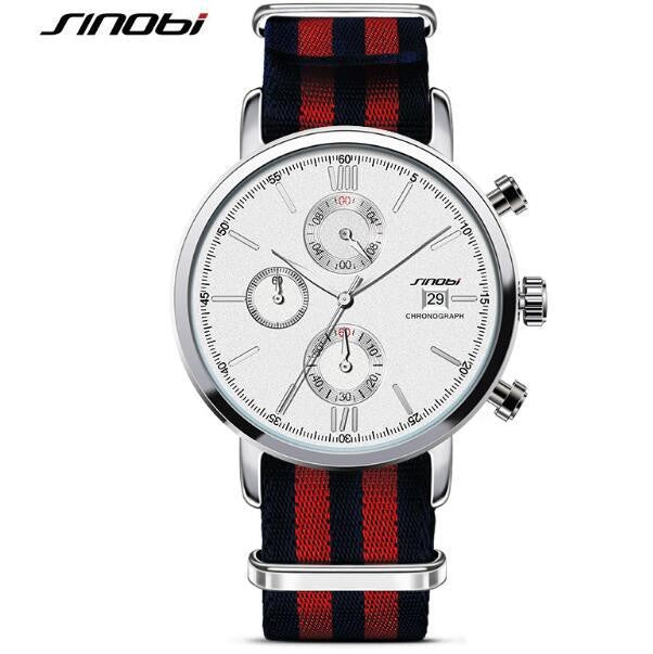 Sinobi Watch Men Watch Nylon Strap Chronograph Watches Men'S Watch