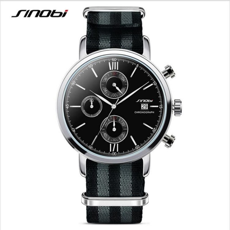Sinobi Watch Men Watch Nylon Strap Chronograph Watches Men'S Watch