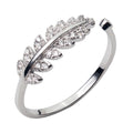 Rings Silver Ring Female Full Diamond Leaf Open Ring Adjustable Female Ring for Women Lady Gift